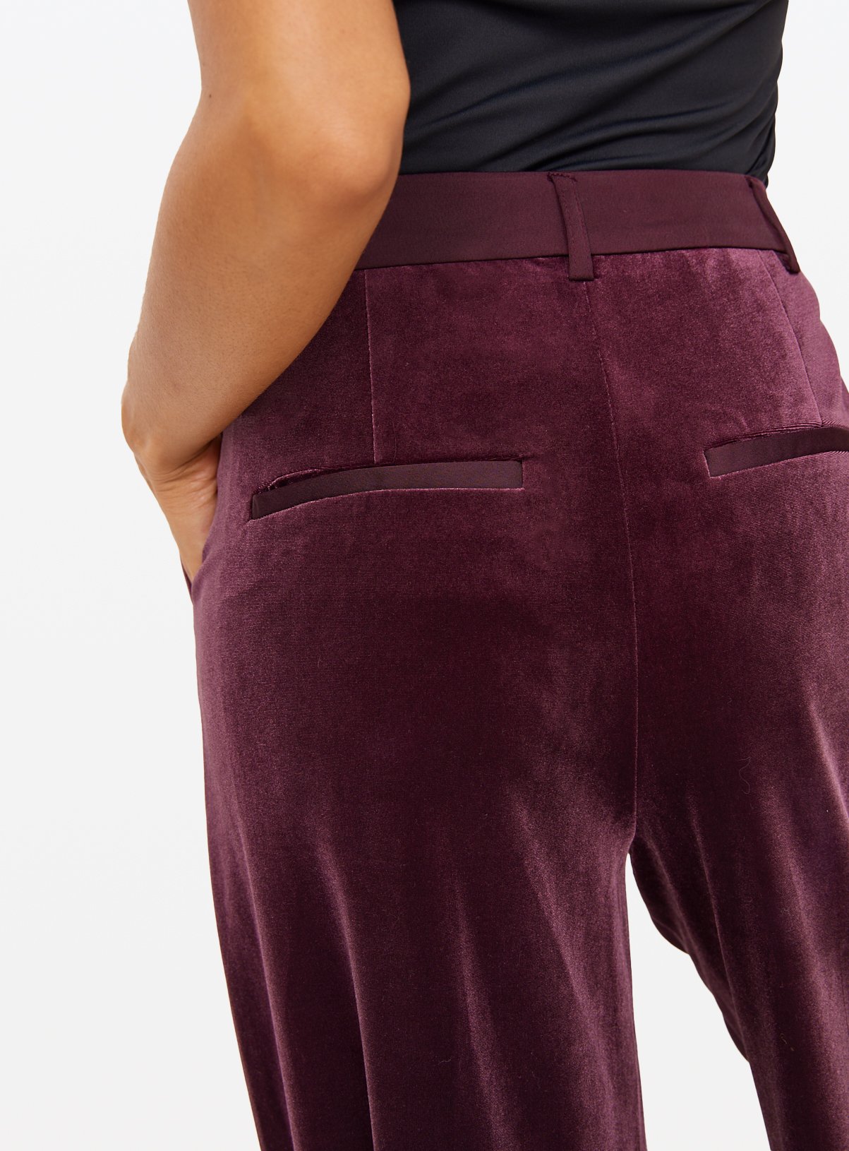 Burgundy Ultra Wide Velvet Tailored Trousers 6L - Image 2 thumbnail